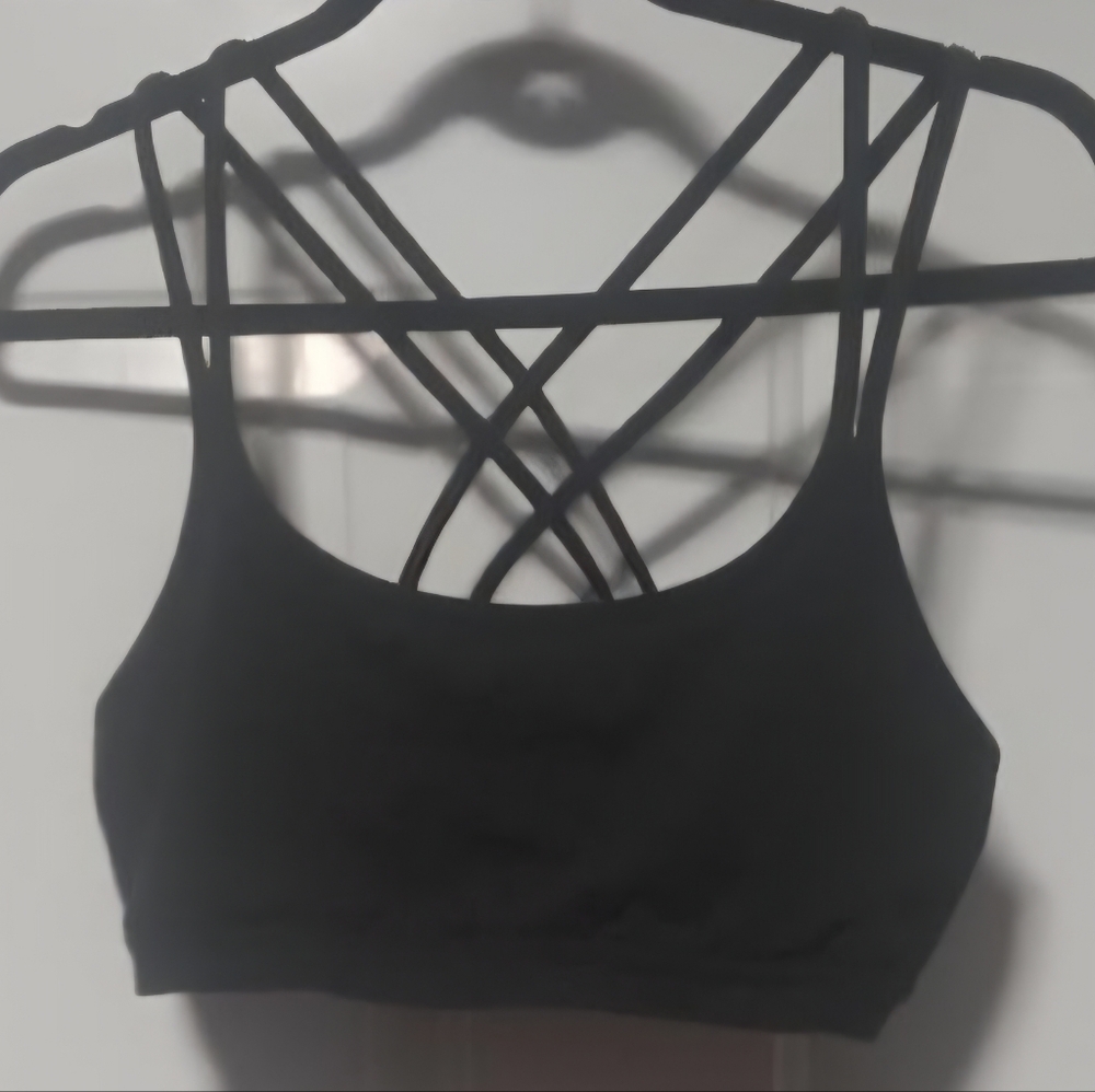 Athleta L/XL Black Strappy Sports Bra